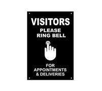 Aviso A Los Visitantes: por Favor, Toquen El Timbre para Citas Y Entregas. Aviso De Entrada. Letreros De Estaño Divertido Letrero De Metal Placa Metálica para Restaurante Pub 20X30Cm