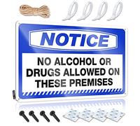 Aviso que no se permiten alcohol ni drogas en estas instalaciones para colgar en casa Tiki, arte grunge tiene decoración de pared de metal vintage (20 x 30 cm)