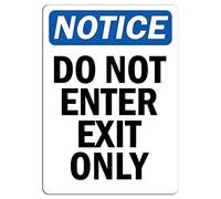 Aviso - Señal de "Do Not Enter Exit Only" | Etiqueta adhesiva adhesiva para tienda minorista que se adhiere a cualquier superficie de 20 cm