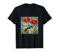 Avispa abeja vitral vibrante amapola flor insecto artista Camiseta