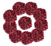 AVIVIHO Flores artificiales de seda de hortensias color burdeos, paquete de 10 flores de hortensias artificiales completas con tallos para boda, hogar, fiesta, tienda, decoración de baby shower