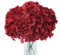 AVIVIHO Hortensias Artificiales de Color Burdeos, 10 Cabezas, hortensias sintéticas Completas, Flores Artificiales de Seda con Tallos para Boda, hogar, Fiesta, Tienda, decoración de Baby Shower
