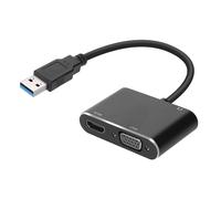 Avizar Adaptador USB a HDMI VGA Hembra 3.5mm Jack Entrada Full HD 1080P,