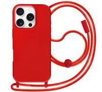 Avizar Carcasa con cordón para iPhone 16 Pro Silicona Soft touch, Rojo