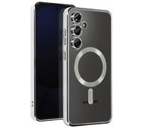 Avizar Carcasa para Galaxy S24 FE Silicona Contorno Cromo, Plata
