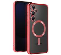 Avizar Carcasa para Galaxy S24 FE Silicona Contorno Cromo, Rojo