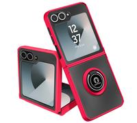 Avizar Carcasa para Galaxy Z Flip 6 bimaterial Anillo Soporte vídeo, Rojo