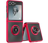 Avizar Carcasa para Galaxy Z Flip 6 bimaterial Anillo Soporte vídeo, Rojo