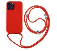 Avizar Carcasa para iPhone 14 Pro Max Semi rígida con Collar 80 cm Cordón, Rojo
