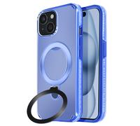 Avizar Carcasa para iPhone 15 Antichoque - Anillo soporte plegable, Azul