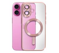 Avizar Carcasa para iPhone 16 Plus Silicona Contorno Cromo, Rosa champán
