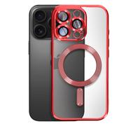 Avizar Carcasa para iPhone 16 Pro Silicona Contorno Cromo, Rojo