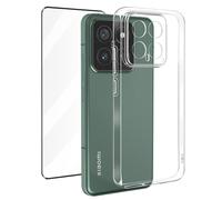 Avizar Carcasa para Xiaomi 14 Silicona Cristal Templado 9H Contorno, Negro