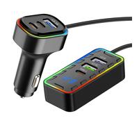 Avizar Cargador de coche USB-C 22,5 W + 3 USB y USB-C con cable de 1,5 m,