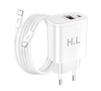 Avizar, Cargador de Red Doble Puerto USB-A y USB-C 20W con Cable USB-C a USB-C