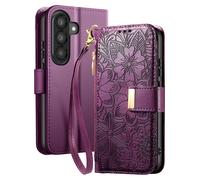 Avizar, Cartera para Galaxy A37 Motivo Floral con Bolsillo con Cremallera
