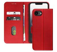 Avizar Estuche para iPhone 16 con tapa, cartera y soporte video, Rojo