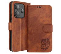 Avizar Estuche para Xiaomi Redmi Note 14 5G Cartera Motivo Tigre Kawaii, Marrón