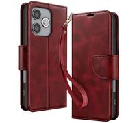 Avizar Funda Cartera para Honor 600 Lite Estilo Retro con Soporte, Rojo
