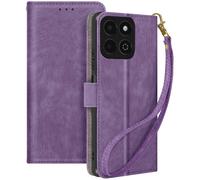 Avizar Funda con cierre para Honor 200 Smart Cartera efecto cepillado, Violeta