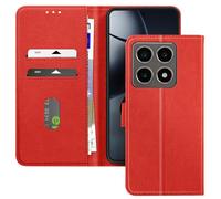 Avizar Funda con cierre para Xiaomi 14T Pro multifunción Soporte de vídeo, Rojo