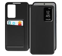 Avizar Funda con ventana para Galaxy S25 con tapa para tarjetas, Negro