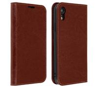 Avizar Funda de Cuero Marrón Oscuro para iPhone XR