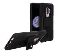 Avizar Funda de Silicona Reforzada con Soporte Negra para Samsung Galaxy S9 Plus