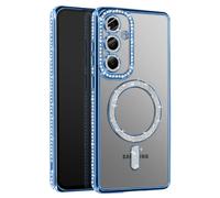 Avizar Funda Diamante para Galaxy S25 Plus Borde de Strass, Azul