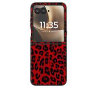Avizar Funda Leopardo para Motorola Razr 70 Ultra Protección Plegable, Rojo