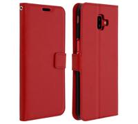 Avizar Funda Libro Billetera Vintage para Samsung Galaxy J6 Plus, Rojo