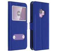 Avizar Funda Libro con Doble Ventana Azul para Samsung Galaxy S9