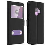 Avizar Funda Libro con Doble Ventana Negra para Samsung Galaxy S9