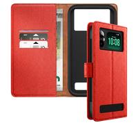 Avizar Funda Libro XXL para Smartphone 6.5 a 7 Pulgadas con Soporte, Rojo