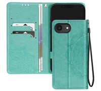 Avizar Funda Mandala Flores para iPhone 16e con billetera y correa, Verde