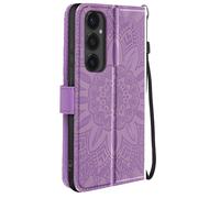Avizar Funda Mandala Flores para Samsung Galaxy S24 FE Cartera Correa, Violeta