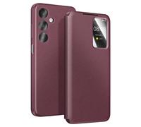 Avizar Funda para Galaxy A37 con Ventana Smart View y Tarjetero, Burdeos