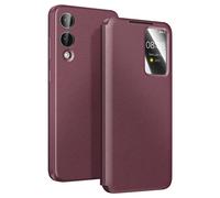 Avizar Funda para Galaxy S25 Edge con Ventana Smart View y Tarjetero, Burdeos