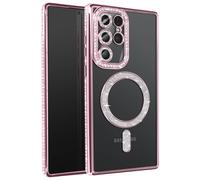 Avizar Funda para Galaxy S25 Ultra con y borde de pedrería, Rosa