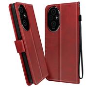 Avizar Funda para Honor 200 Clapet Tarjetero Soporte Vídeo Correa, Rojo