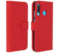 Avizar Funda para Huawei P30 Lite Billetera F. Soporte Vintage, Rojo