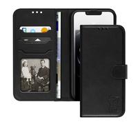 Avizar Funda para iPhone 16e Diseño Gato Feliz Estilo Cartera con Soporte, Negro