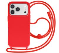 Avizar Funda para iPhone 17 Pro Serie Soft Touch con Cordón para el Cuello, Rojo