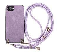 Avizar Funda para iPhone 17e Efecto Cuero Vintage con Cordón Ajustable, Violeta