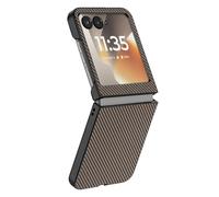 Avizar Funda para Motorola Razr 70 Efecto Fibra de Carbono Rígida, Beis