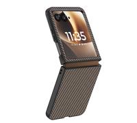Avizar Funda para Motorola Razr 70 Ultra Efecto Fibra de Carbono Rígida, Beis
