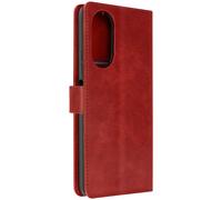 Avizar Funda para Oppo A58 Clapet Tarjetero Soporte Vídeo Correa, Rojo