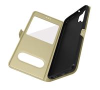 Avizar Funda para Samsung Galaxy A32 4G Ventana Doble Soporte Vídeo, Amarillo