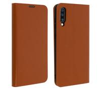 Avizar Funda para Samsung Galaxy A70 de piel con F. Soporte, Camel