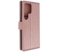Avizar Funda para Samsung Galaxy S24 Tarjetero Soporte Vídeo, Rosa dorado